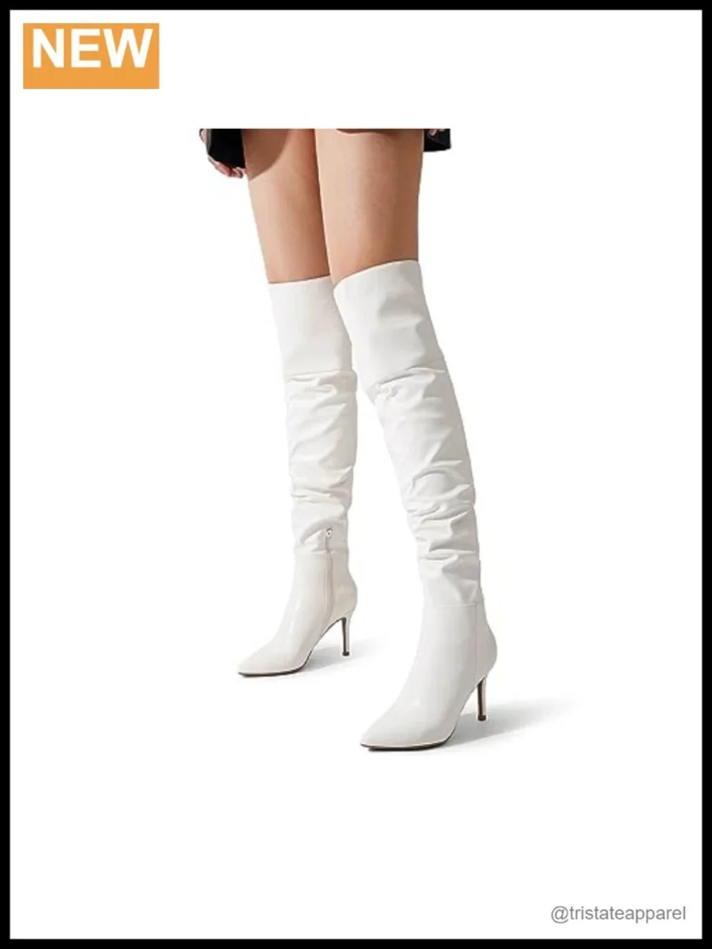 Faux Leather Slouch Over the Knee Boots 3 Inch Heels Zip Closure